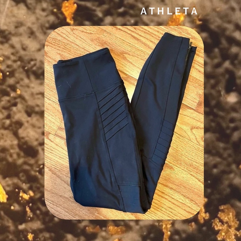 Athleta • black Delancey skinny moto leggings with side zippers
